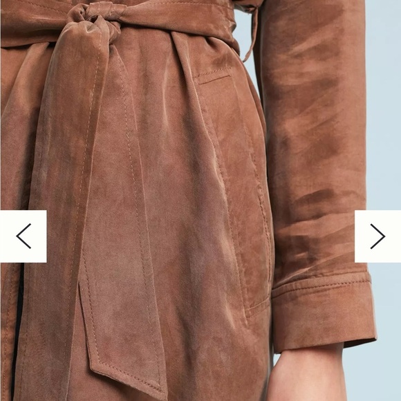 Anthropologie Moth Lightweight Flowy Brown Carrie Trench Coat Cupro Small S - Picture 4 of 11